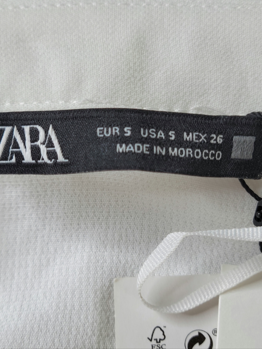 Zara Mini Wrap Dress Size S White V Neck Lapel Collar Textured Cuffed Sleeve New - Picture 8 of 13